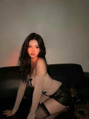 测试 3MODE  超辣紧身网纱抹胸/水洗不规则皮裙