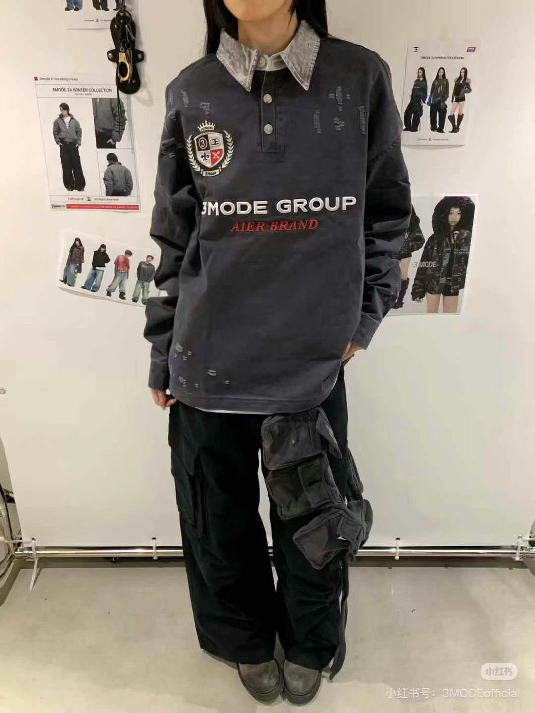 3Mode 假两件拼接卫衣
