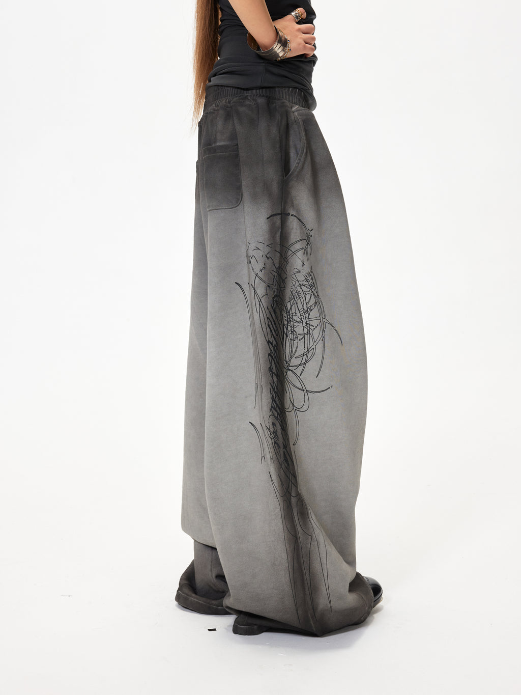 3mode 26ss Qishanminglizi Collaboration Edition - Gradient Wash Flare Sweatpants