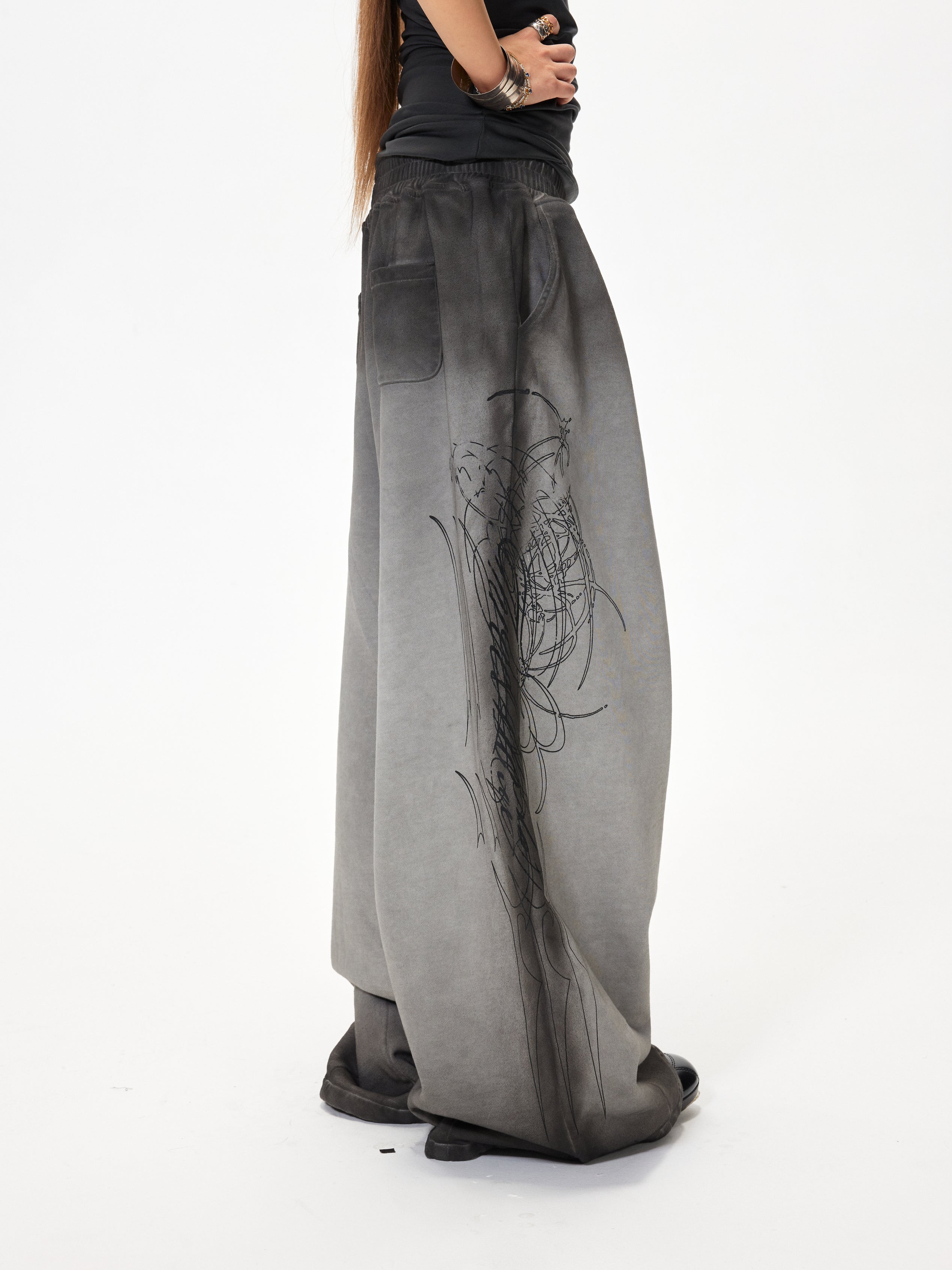 3mode 26ss Qishanminglizi Collaboration Edition - Gradient Wash Flare Sweatpants