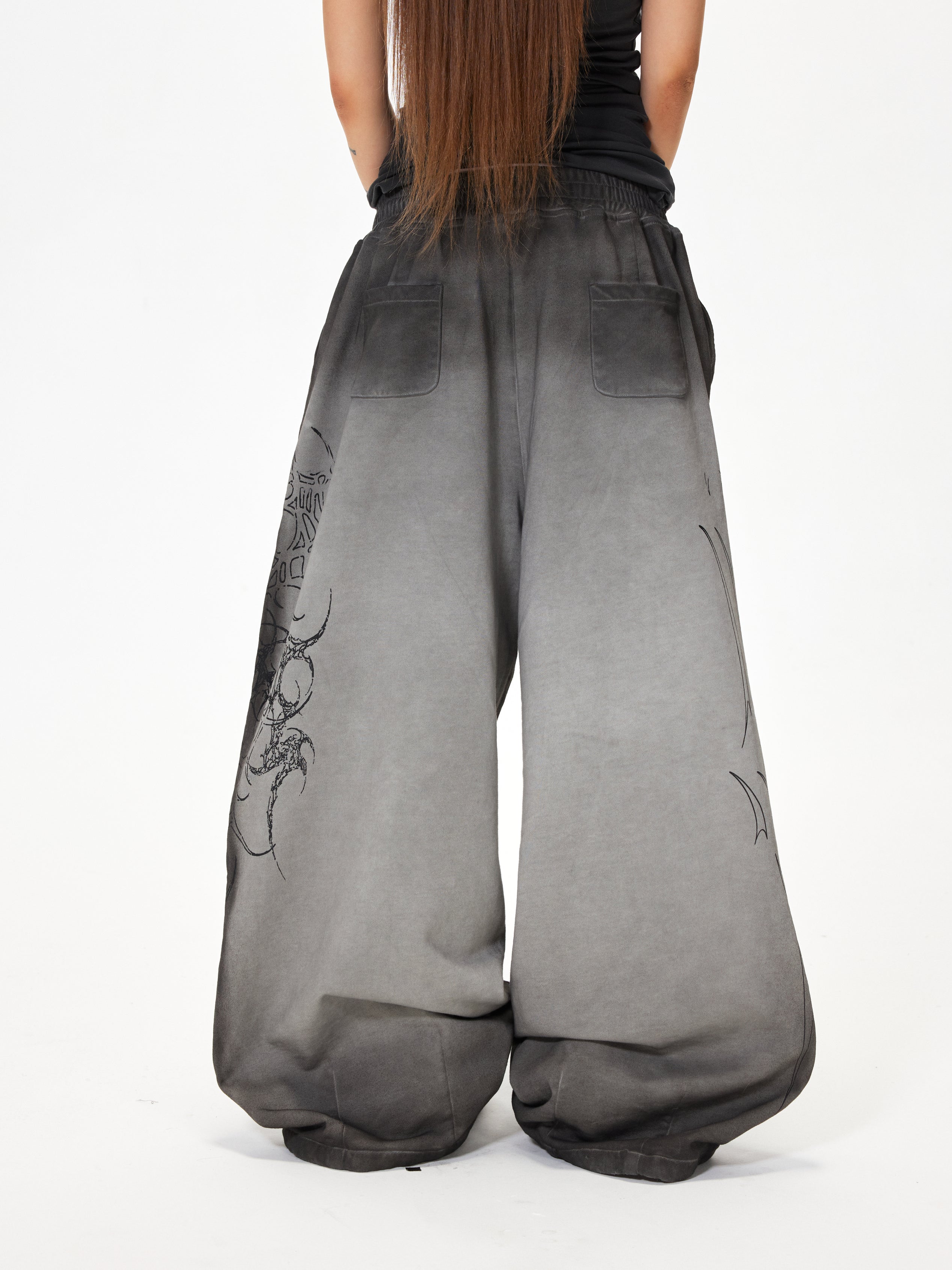 3mode 26ss Qishanminglizi Collaboration Edition - Gradient Wash Flare Sweatpants
