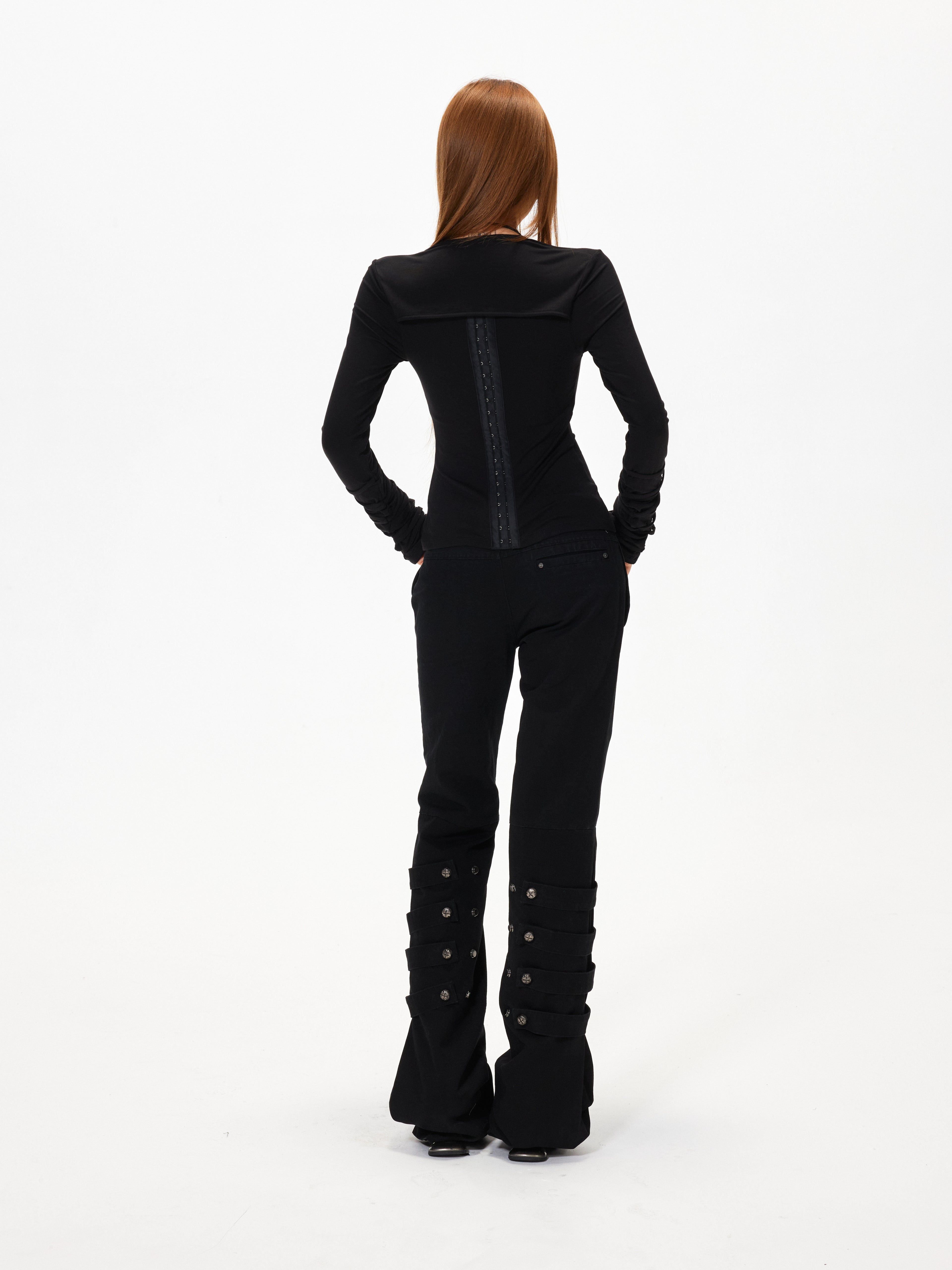 3mode 26ss Qishanminglizi Collaboration Edition - Snap-Button Hem Straight Leg Pants