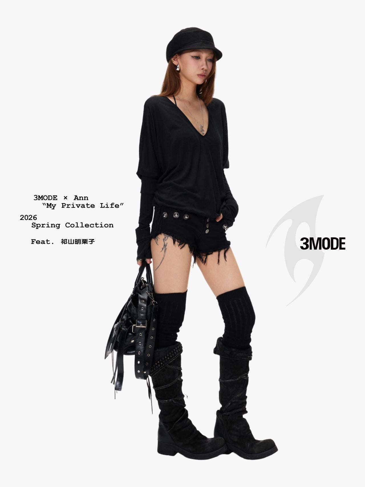 3mode 26ss Qishanminglizi Collaboration Edition - Denim shorts