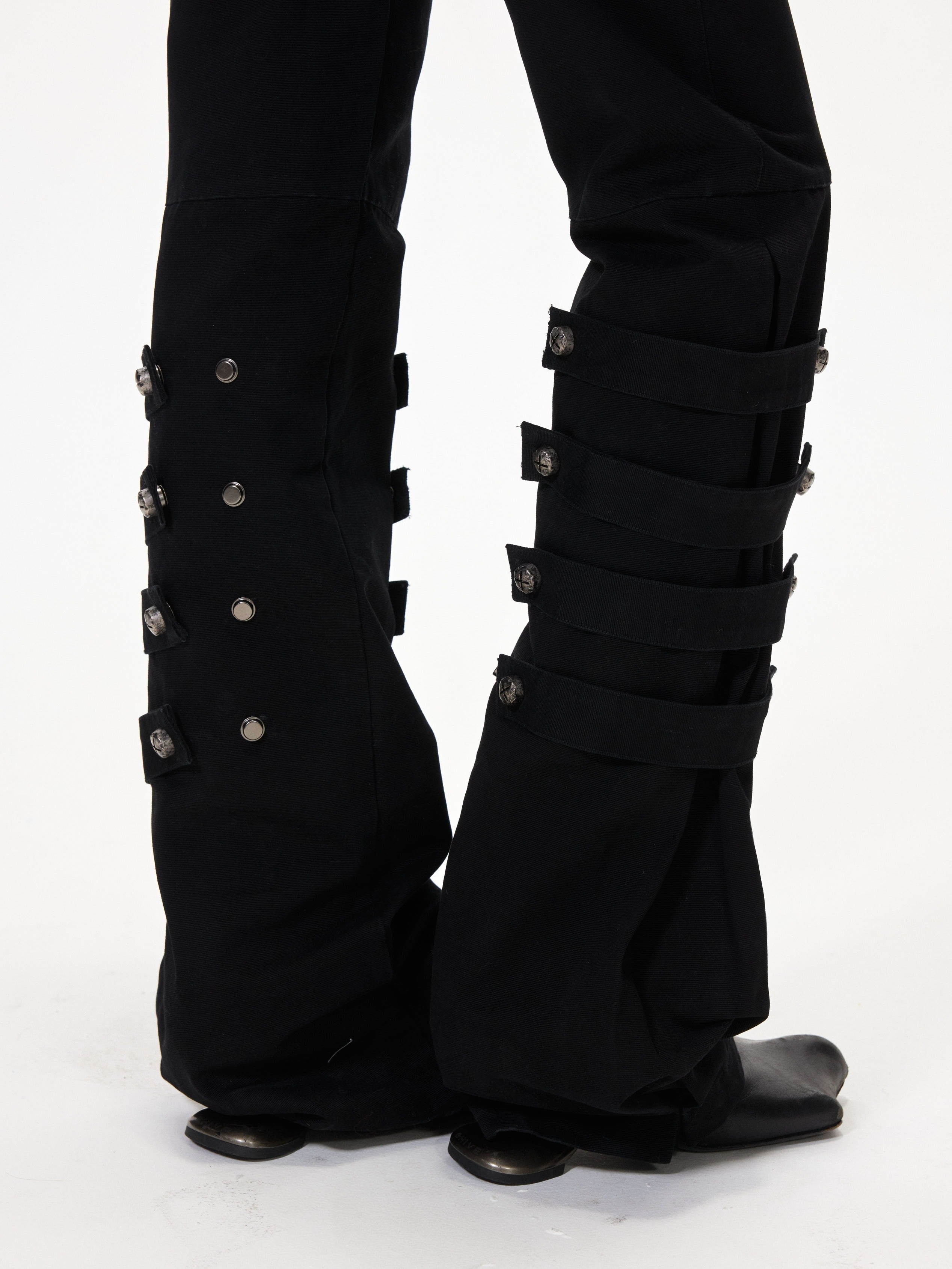 3mode 26ss Qishanminglizi Collaboration Edition - Snap-Button Hem Straight Leg Pants